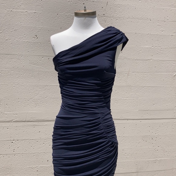 Vera Wang Lavender Label One Shoulder Ruched Mini - Picture 8 of 16